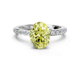 White gold Fancy Yellow Oval Cut Diamond Pavé Engagement Ring with Round  Accents and Prong Setting_115