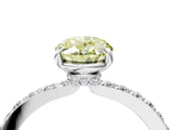 White gold Fancy Yellow Oval Cut Diamond Pavé Engagement Ring with Round  Accents and Prong Setting_117