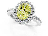 White gold Fancy Yellow Oval Cut Diamond Pavé Halo Ring with Four-Prong Setting_61
