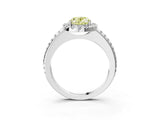 White gold Fancy Yellow Oval Cut Diamond Pavé Halo Ring with Four-Prong Setting_63