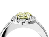 White gold Fancy Yellow Oval Cut Diamond Pavé Halo Ring with Four-Prong Setting_64