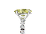 White gold Fancy Yellow Oval Cut Diamond Pavé Solitaire Engagement Ring with Four-Prong Setting_100