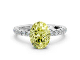 White gold Fancy Yellow Oval Cut Diamond Pavé Solitaire Engagement Ring with Four-Prong Setting_89