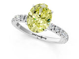 White gold Fancy Yellow Oval Cut Diamond Pavé Solitaire Engagement Ring with Four-Prong Setting_91