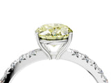 White gold Fancy Yellow Oval Cut Diamond Pavé Solitaire Engagement Ring with Four-Prong Setting_93