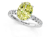 White gold Fancy Yellow Oval Cut Diamond Pavé Solitaire Ring with Round Band and Prong Setting_21
