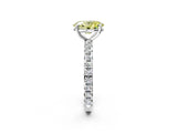 White gold Fancy Yellow Oval Cut Diamond Pavé Solitaire Ring with Round Band and Prong Setting_22