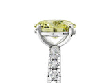 White gold Fancy Yellow Oval Cut Diamond Pavé Solitaire Ring with Round Band and Prong Setting_25