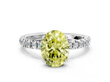 White gold Fancy Yellow Oval Cut Diamond Pave Band Solitaire Ring with Round  and Prong Setting_130