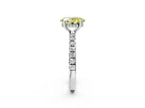 White gold Fancy Yellow Oval Cut Diamond Pave Band Solitaire Ring with Round  and Prong Setting_132