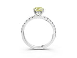 White gold Fancy Yellow Oval Cut Diamond Pave Band Solitaire Ring with Round  and Prong Setting_133