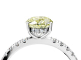 White gold Fancy Yellow Oval Cut Diamond Pave Band Solitaire Ring with Round  and Prong Setting_134