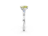 White gold Fancy Yellow Oval  Cut Diamond Ring with Baguette Side Stones, Channel Set Band, and Four-Prong Setting_38