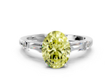 White gold Fancy Yellow Oval  Cut Diamond Ring with Baguette Side Stones, Channel Set Band, and Four-Prong Setting_3