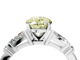 White gold Fancy Yellow Oval  Cut Diamond Ring with Baguette Side Stones, Channel Set Band, and Four-Prong Setting_40