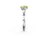 White gold Fancy Yellow Oval  Cut Diamond Ring with Baguette Side Stones, Channel Set Band, and Four-Prong Setting_5