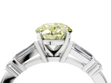 White gold Fancy Yellow Oval  Cut Diamond Ring with Baguette Side Stones, Channel Set Band, and Four-Prong Setting_7