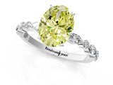 White gold Fancy Yellow Oval Cut Diamond Ring with Marquise and Round  Side Stones and Four-Prong Setting_119
