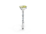 White gold Fancy Yellow Oval Cut Diamond Ring with Marquise and Round  Side Stones and Four-Prong Setting_121