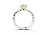 White gold Fancy Yellow Oval Cut Diamond Ring with Marquise and Round  Side Stones and Four-Prong Setting_122