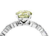 White gold Fancy Yellow Oval Cut Diamond Ring with Marquise and Round  Side Stones and Four-Prong Setting_122