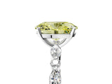 White gold Fancy Yellow Oval Cut Diamond Ring with Marquise and Round  Side Stones and Four-Prong Setting_124