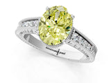 White gold Fancy Yellow Oval Cut Diamond Ring with Milgrain Pavé Band and Four-Prong Setting_33