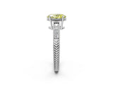 White gold Fancy Yellow Oval Cut Diamond Ring with Milgrain Pavé Band and Four-Prong Setting_34