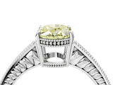 White gold Fancy Yellow Oval Cut Diamond Ring with Milgrain Pavé Band and Four-Prong Setting_36