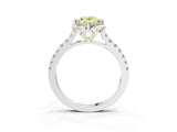 White gold Fancy Yellow Oval Cut Diamond Ring with Pavé Band and Floral Prong Setting_42