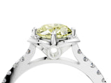 White gold Fancy Yellow Oval Cut Diamond Ring with Pavé Band and Floral Prong Setting_43