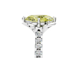 White gold Fancy Yellow Oval Cut Diamond Ring with Pavé Band and Floral Prong Setting_44
