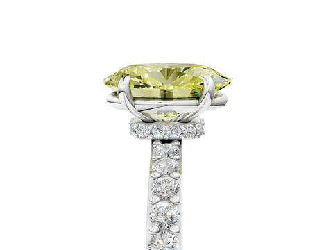 White gold Fancy Yellow Oval  Cut Diamond Ring with Pavé Band and Four-Prong Setting_54