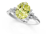 White gold Fancy Yellow Oval Cut Diamond Ring with Side Stones and Four-Prong Setting_13