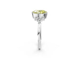 White gold Fancy Yellow Oval Cut Diamond Ring with Side Stones and Four-Prong Setting_14