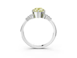 White gold Fancy Yellow Oval Cut Diamond Ring with Side Stones and Four-Prong Setting_15