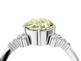 White gold Fancy Yellow Oval Cut Diamond Ring with Side Stones and Four-Prong Setting_16