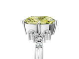 White gold Fancy Yellow Oval Cut Diamond Ring with Side Stones and Four-Prong Setting_17