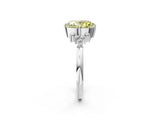 White gold Fancy Yellow Oval Cut Diamond Ring with Side Stones and Four-Prong Setting_237