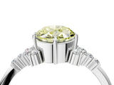White gold Fancy Yellow Oval Cut Diamond Ring with Side Stones and Four-Prong Setting_239