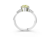 White gold Fancy Yellow Oval Cut Diamond Ring with Side Stones and Four-Prong Setting_242