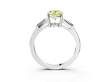White gold Fancy Yellow Oval  Cut Diamond Ring with Tapered Baguette Side Stones in Four-Prong Setting_6