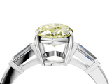 White gold Fancy Yellow Oval  Cut Diamond Ring with Tapered Baguette Side Stones in Four-Prong Setting_7