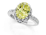 White gold Fancy Yellow Oval Cut Diamond Scalloped Halo Engagement Ring with Round Shared Prong Band_16