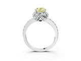 White gold Fancy Yellow Oval Cut Diamond Scalloped Halo Engagement Ring with Round Shared Prong Band_24