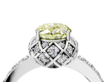 White gold Fancy Yellow Oval Cut Diamond Scalloped Halo Engagement Ring with Round Shared Prong Band_25