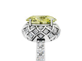 White gold Fancy Yellow Oval Cut Diamond Scalloped Halo Engagement Ring with Round Shared Prong Band_26
