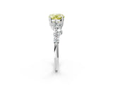 White gold Fancy Yellow Oval Cut Diamond Scattered Round Accent Ring with Prong Setting_14