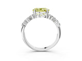 White gold Fancy Yellow Oval Cut Diamond Scattered Round Accent Ring with Prong Setting_15