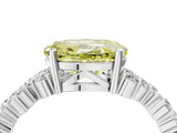 White gold Fancy Yellow Oval Cut Diamond Scattered Round Accent Ring with Prong Setting_16